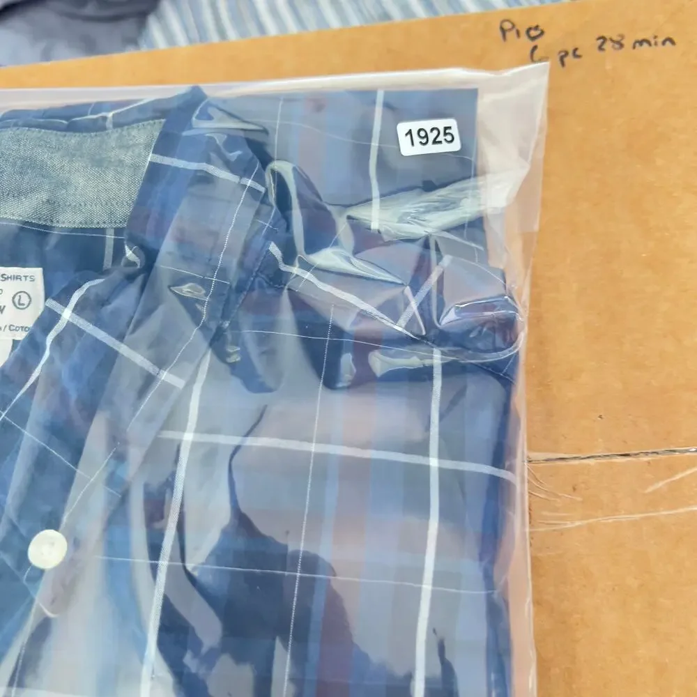 J. Crew Factory Button Down Shirt Men L Plaid Long Sleeve Light Weight Woven
